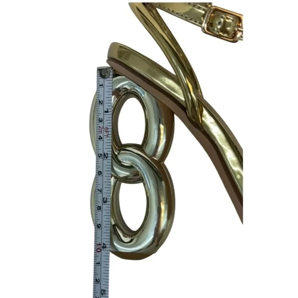 LILIANA / Duet-2 /Gold Metallic / Heeled Sandals / With Unique Number 8 / Heel